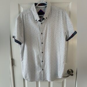 Stylish White Patterned Button Down Shirt